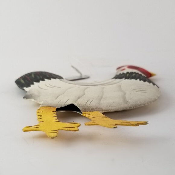 Primitive Chicken Rooster Metal Ornament Figurine Rustic Farmhouse Original Tag - Picture 9 of 9